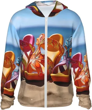 Colorful Sandals Shoes Sun Protection Hoodie Jacket Full Zip UPF 50  Long Sleeve Sun Shirt with Pocket Outdoor
