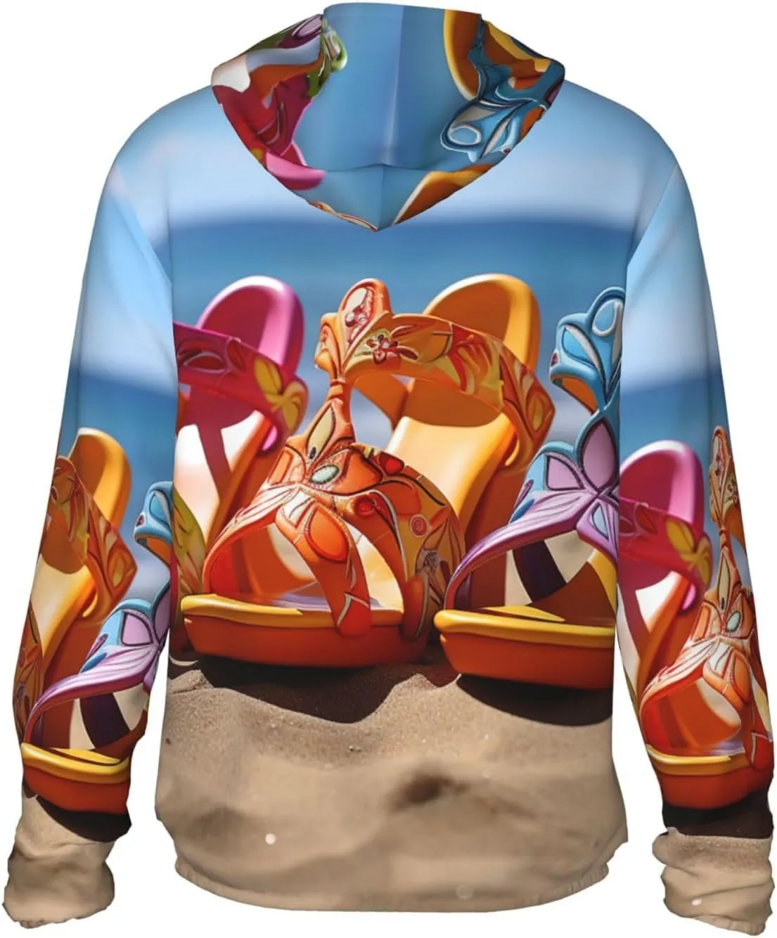 Colorful Sandals Shoes Sun Protection Hoodie Jacket Full Zip UPF 50  Long Sleeve Sun Shirt with Pocket Outdoor