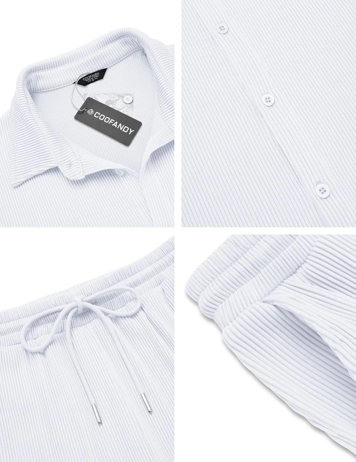 COOFANDY Men's 2 Piece Outfit Casual Short Sleeve Button Down Shirt Beach Summer Loose Pant Sets