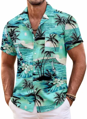 COOFANDY Mens Hawaiian Shirt Short Sleeve Floral Button Down Shirts Tropical Summer Beach Shirts Camp Collar Shirt