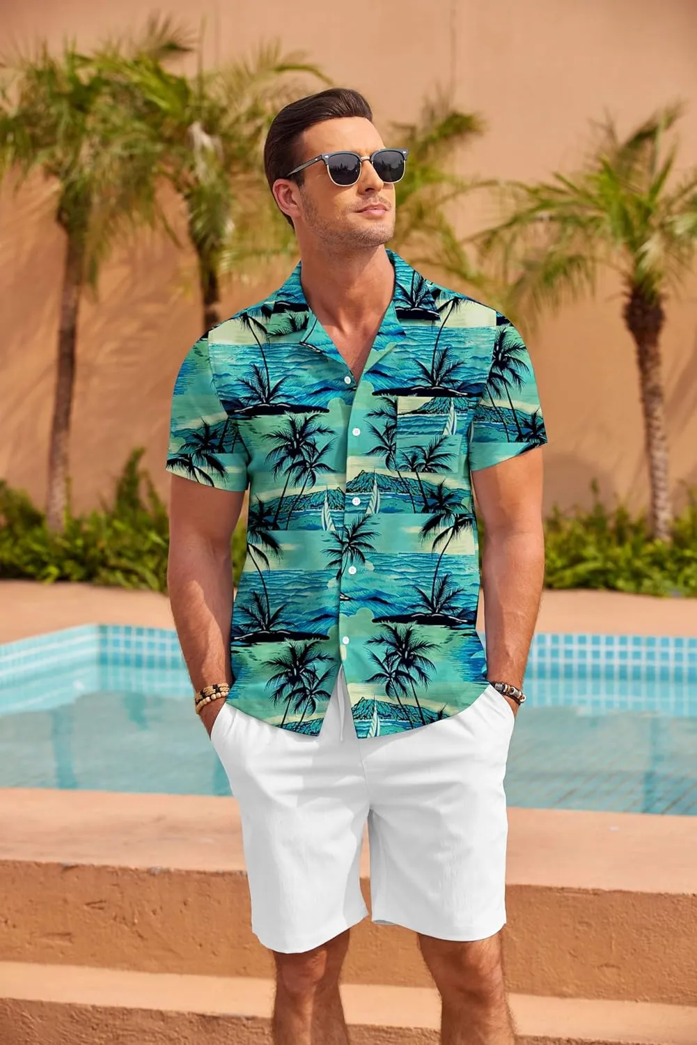 COOFANDY Mens Hawaiian Shirt Short Sleeve Floral Button Down Shirts Tropical Summer Beach Shirts Camp Collar Shirt