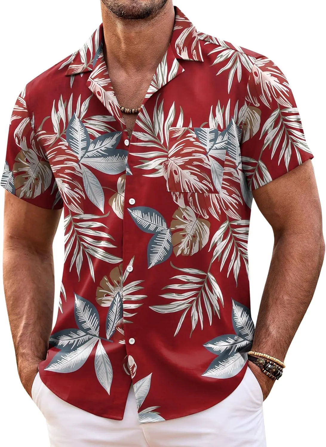 COOFANDY Mens Hawaiian Shirt Short Sleeve Floral Button Down Shirts Tropical Summer Beach Shirts Camp Collar Shirt