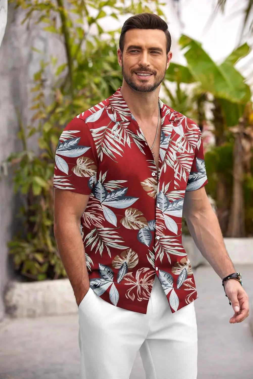 COOFANDY Mens Hawaiian Shirt Short Sleeve Floral Button Down Shirts Tropical Summer Beach Shirts Camp Collar Shirt