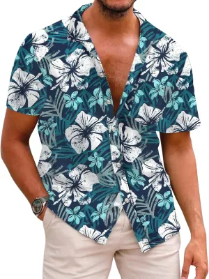 COOFANDY Mens Hawaiian Shirts Short Sleeve Casual Button Down Tropical Beach Shirt