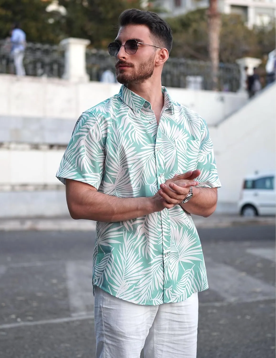 COOFANDY Mens Hawaiian Shirts Short Sleeve Casual Button Down Tropical Beach Shirt