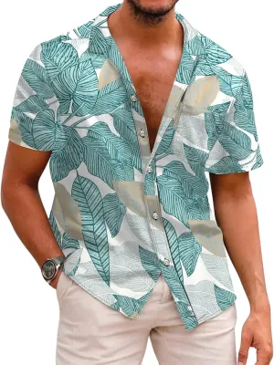 COOFANDY Mens Hawaiian Shirts Short Sleeve Casual Button Down Tropical Beach Shirt