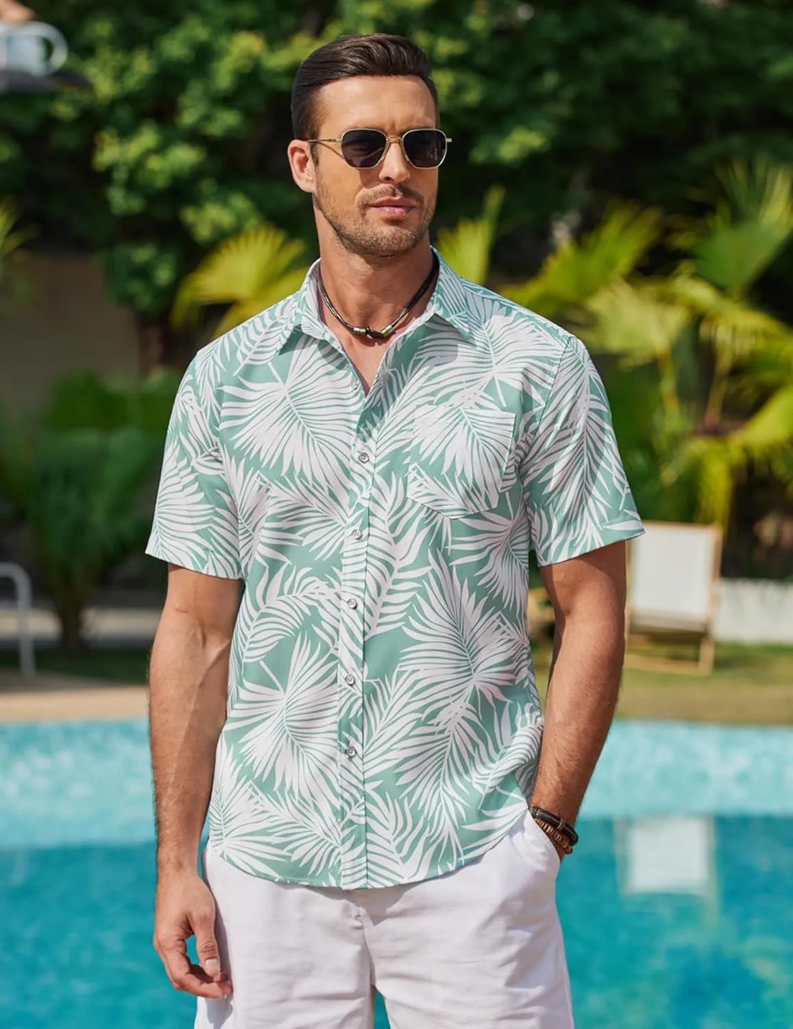 COOFANDY Mens Hawaiian Shirts Short Sleeve Casual Button Down Tropical Beach Shirt