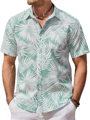 COOFANDY Mens Hawaiian Shirts Short Sleeve Casual Button Down Tropical Beach Shirt