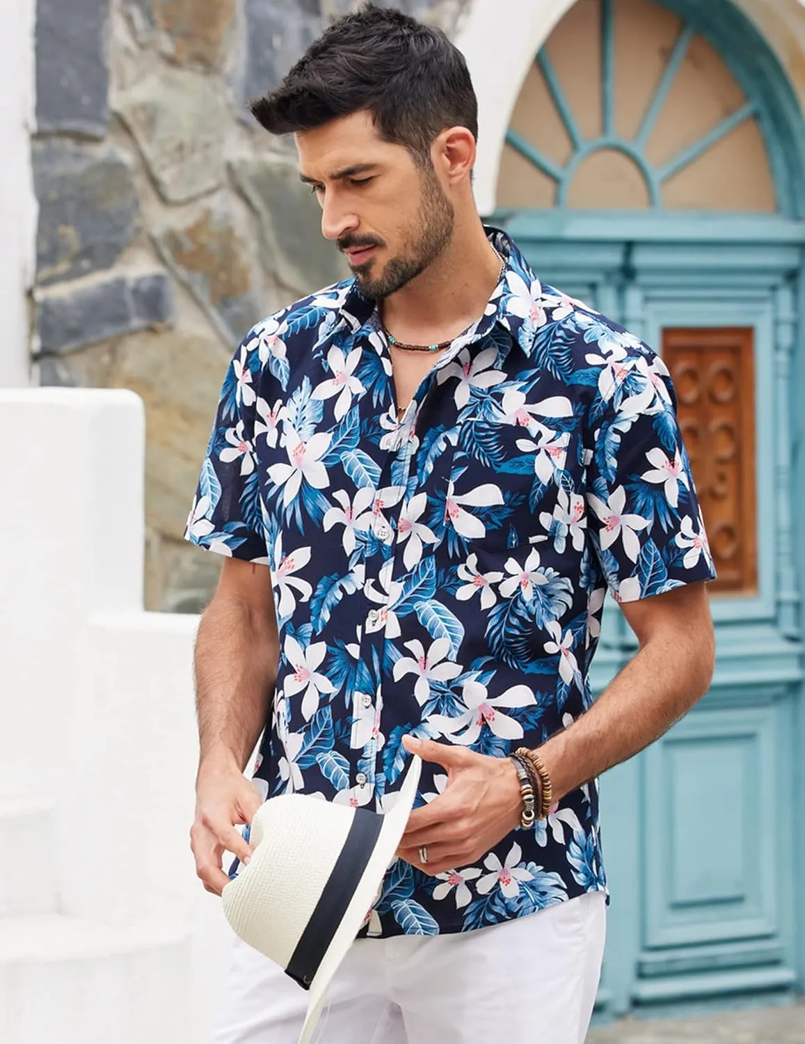 COOFANDY Mens Hawaiian Shirts Short Sleeve Casual Button Down Tropical Beach Shirt