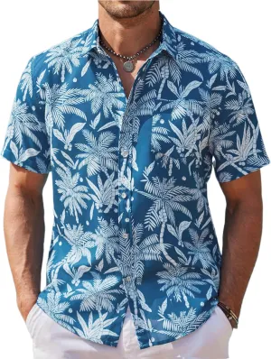COOFANDY Mens Hawaiian Shirts Short Sleeve Casual Button Down Tropical Beach Shirt