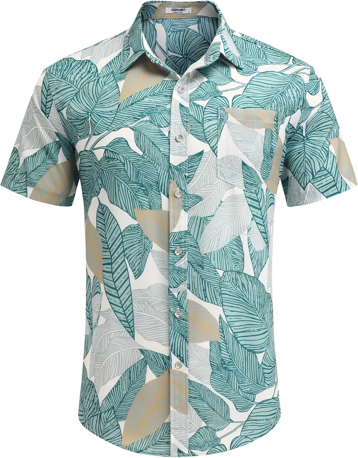 COOFANDY Mens Hawaiian Shirts Short Sleeve Casual Button Down Tropical Beach Shirt