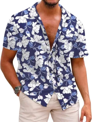 COOFANDY Mens Hawaiian Shirts Short Sleeve Casual Button Down Tropical Beach Shirt