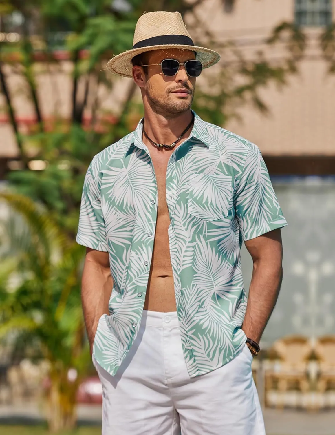 COOFANDY Mens Hawaiian Shirts Short Sleeve Casual Button Down Tropical Beach Shirt