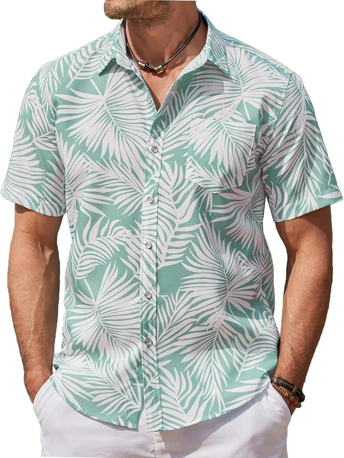 COOFANDY Mens Hawaiian Shirts Short Sleeve Casual Button Down Tropical Beach Shirt