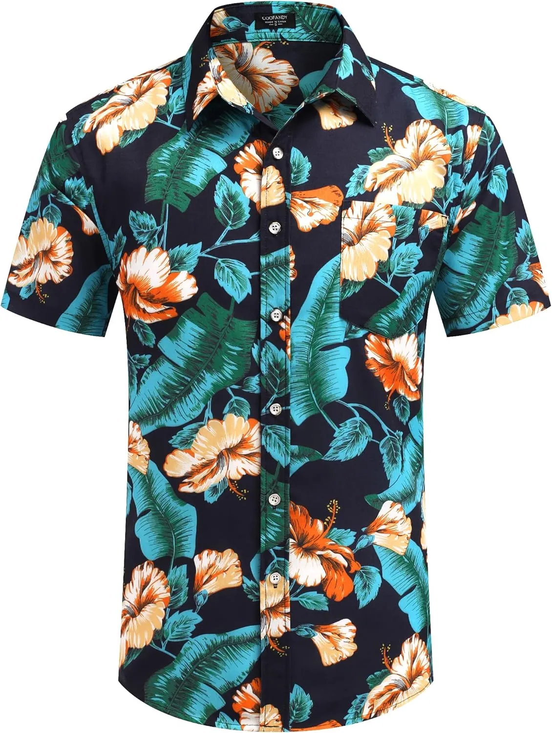 COOFANDY Mens Hawaiian Shirts Short Sleeve Casual Button Down Tropical Beach Shirt
