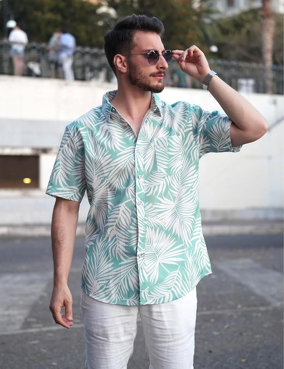 COOFANDY Mens Hawaiian Shirts Short Sleeve Casual Button Down Tropical Beach Shirt