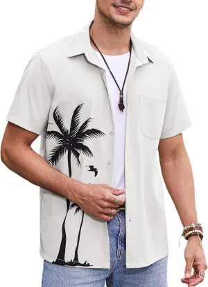 COOFANDY Mens Hawaiian Tropical Shirts Short Sleeve Button Down Summer Beach Shirt with Pocket