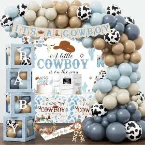 Cowboy Baby Shower Decorations Party Supplies for Boy, A Little Cowboy is on the Way Decorations, Western Baby Shower Decor, Cowboy Rodeo Baby Shower