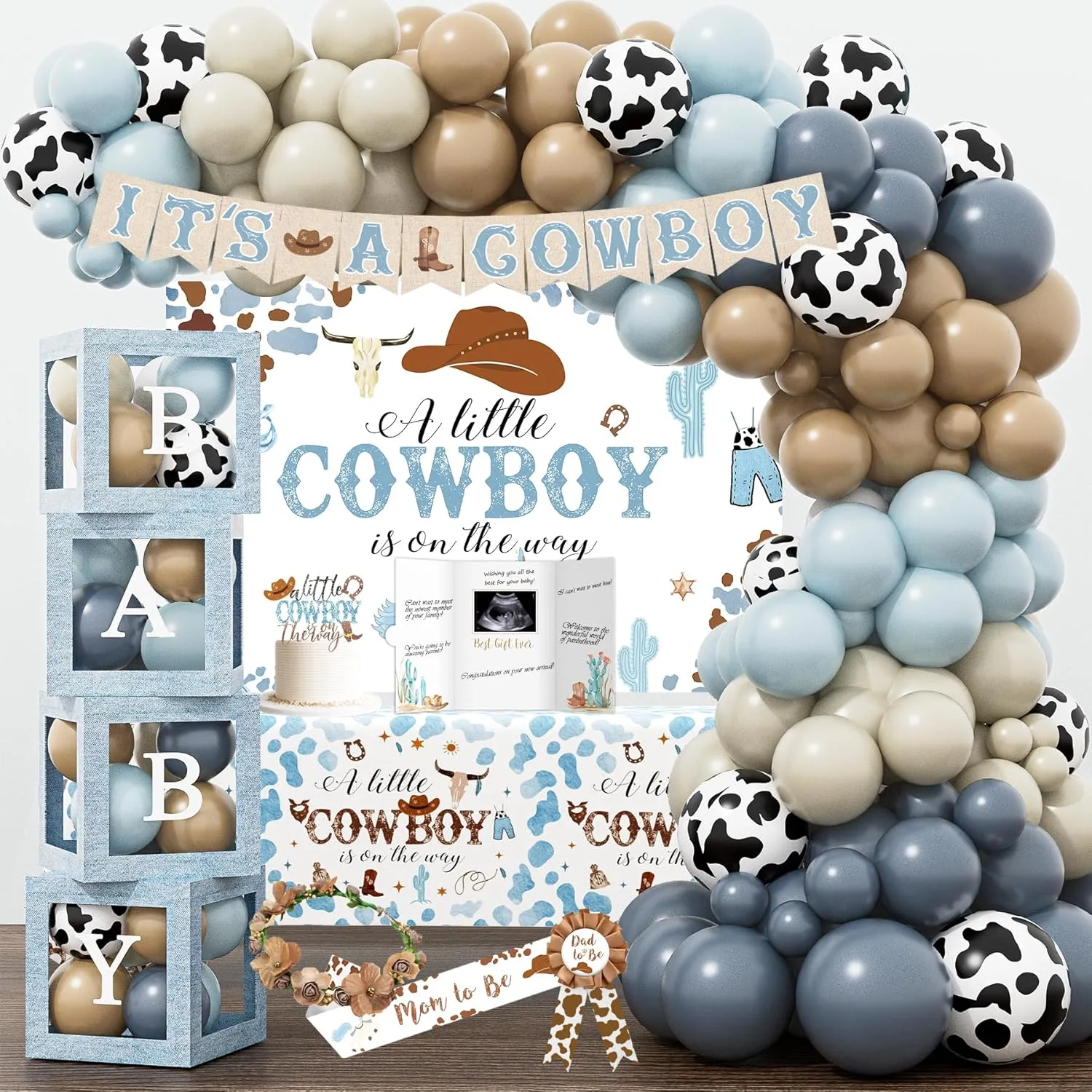 Cowboy Baby Shower Decorations Party Supplies for Boy, A Little Cowboy is on the Way Decorations, Western Baby Shower Decor, Cowboy Rodeo Baby Shower