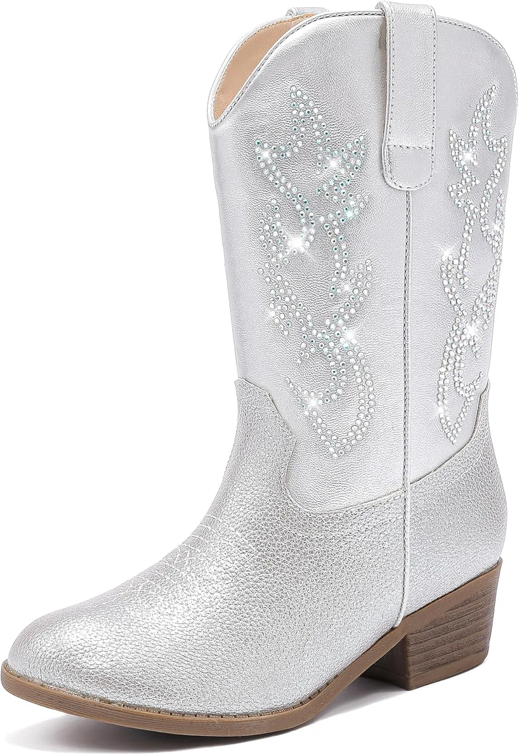 Cowboy Boots for Girls Pointed Toe Kids Cowgirl Boots Mid Calf Western Youth Cowgirl Boots Horse Riding Party for Toddler Little Big Kids