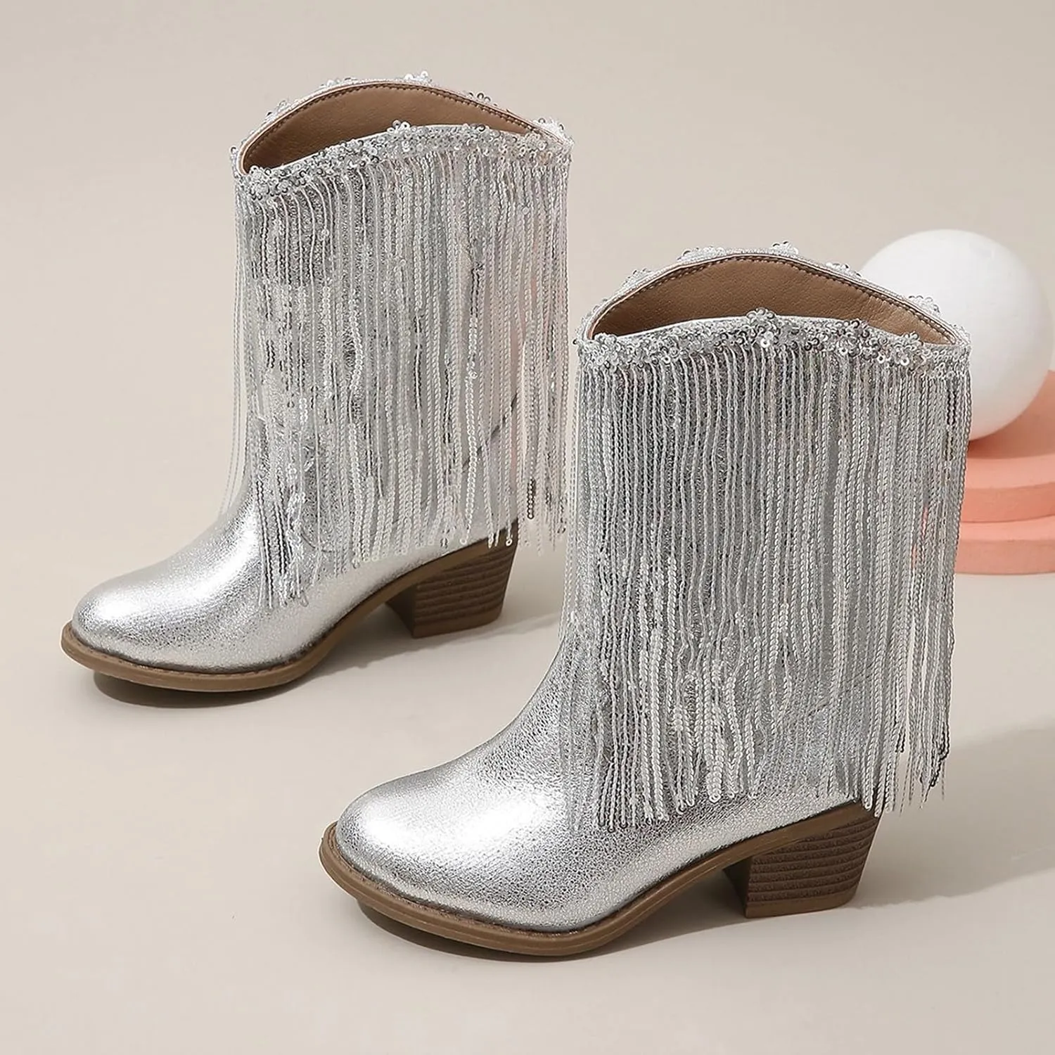 Cowboy Tassel Boots With Side Zipper For Kids Baby Toddler Girls 𝐖aterproof 𝗠occasins Flat Shoes Outdoor Slip On Shoes