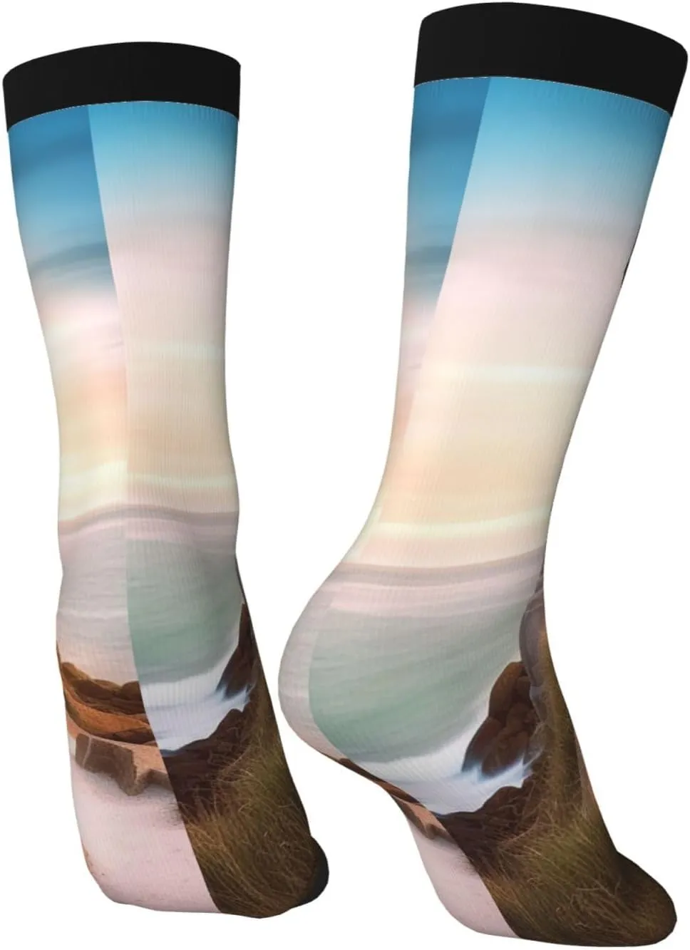 Crew Athletic Socks Moisture-Wicking Running Sock Beach Lighthouse Casual Calf Socks for Men Women