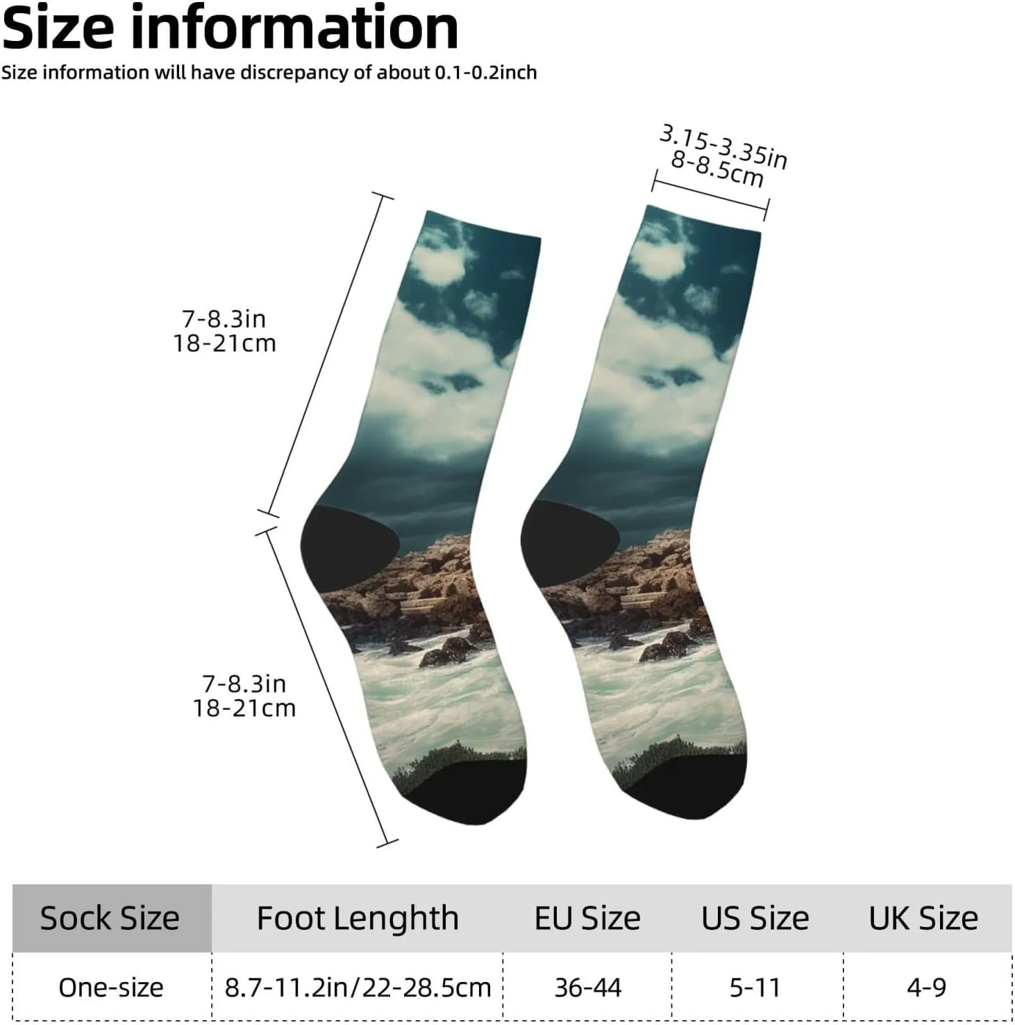 Crew Athletic Socks Moisture-Wicking Running Sock Lighthouse Seaside Casual Calf Socks for Men Women