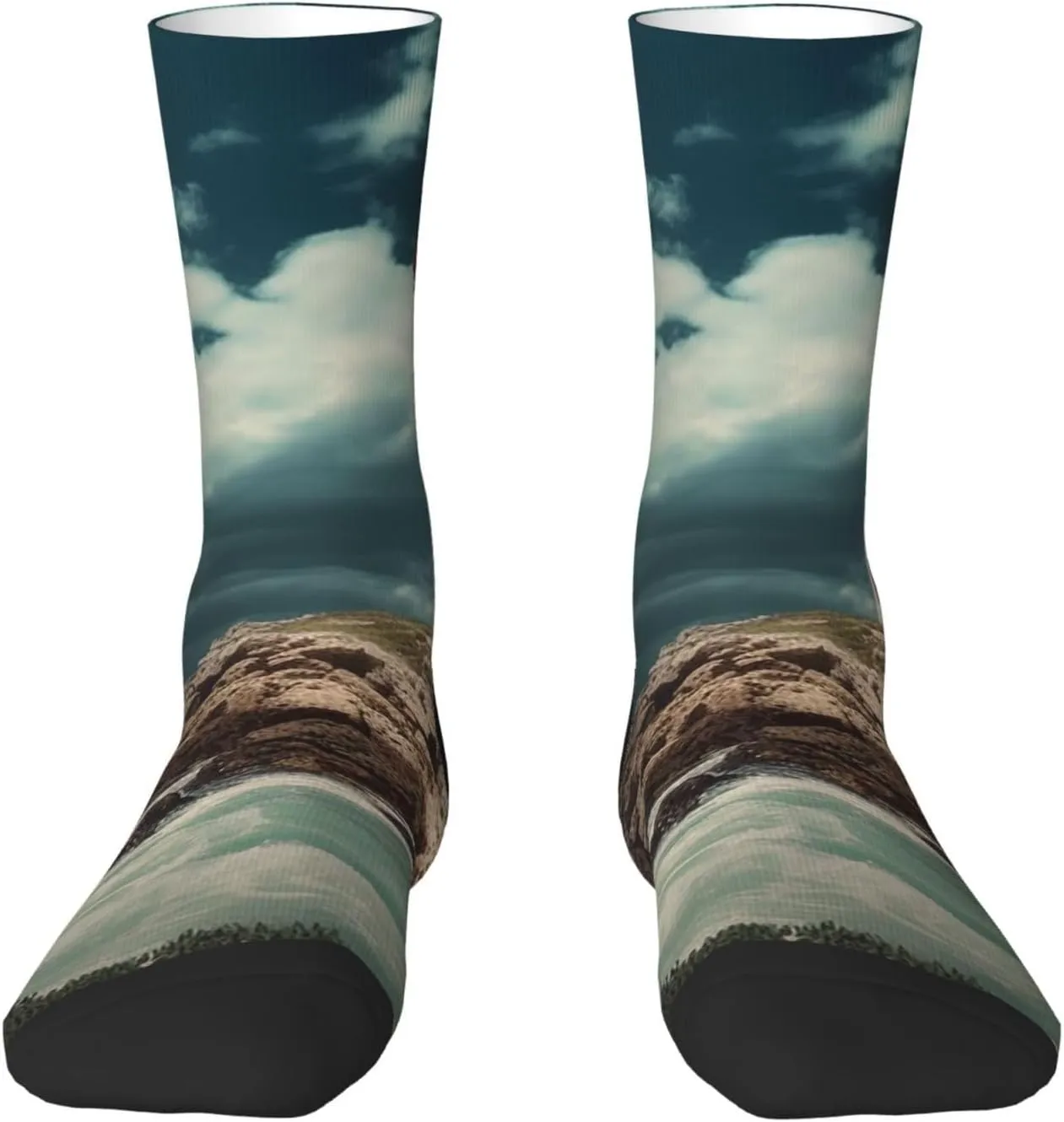 Crew Athletic Socks Moisture-Wicking Running Sock Lighthouse Seaside Casual Calf Socks for Men Women