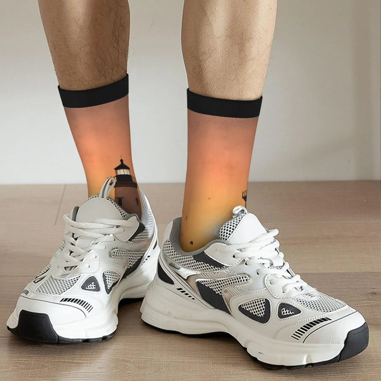Crew Athletic Socks Moisture-Wicking Running Sock Lighthouse Sunrise Casual Calf Socks for Men Women