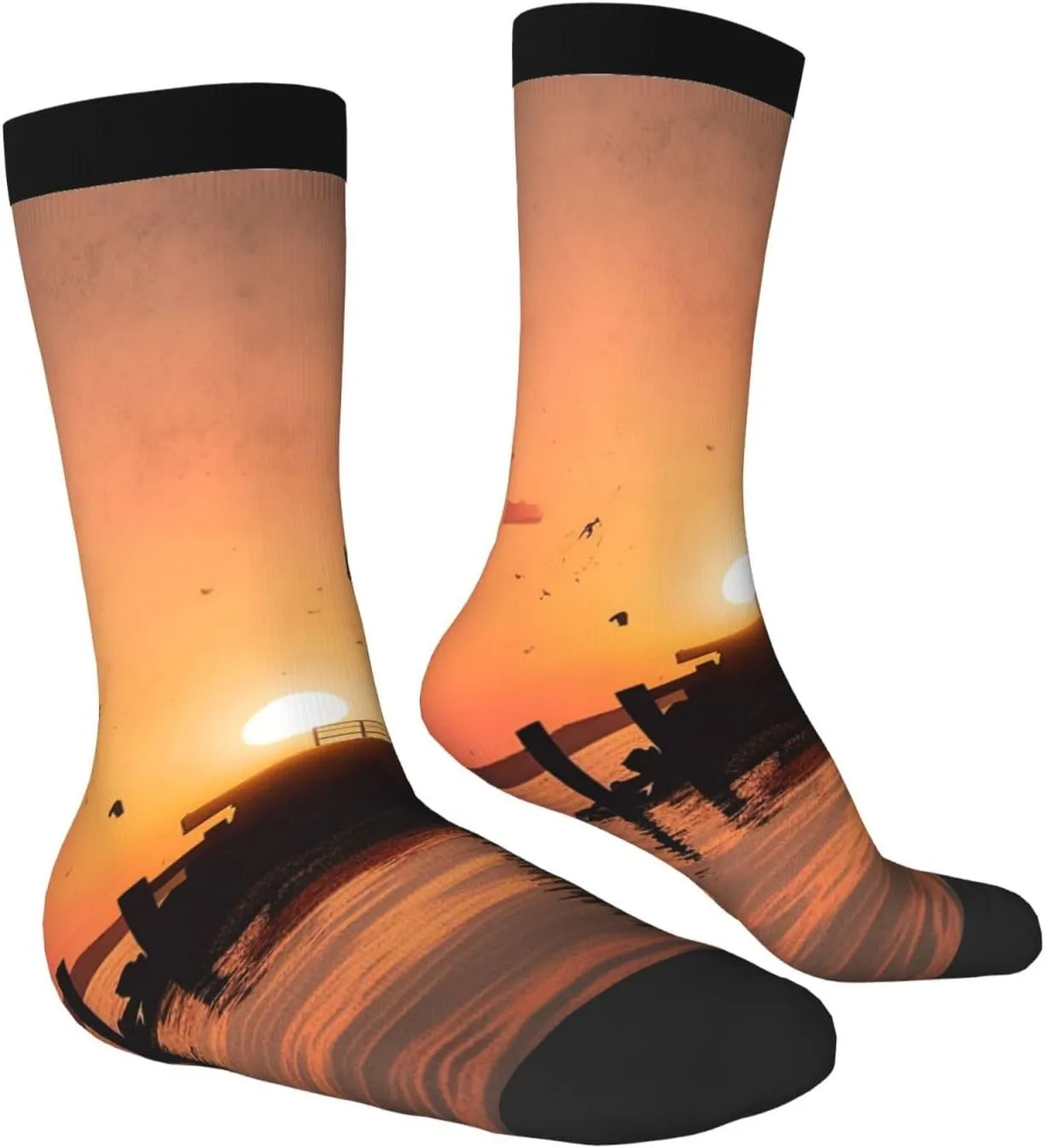 Crew Athletic Socks Moisture-Wicking Running Sock Lighthouse Sunrise Casual Calf Socks for Men Women