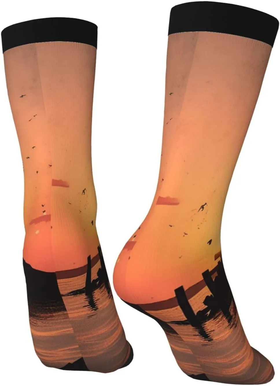 Crew Athletic Socks Moisture-Wicking Running Sock Lighthouse Sunrise Casual Calf Socks for Men Women
