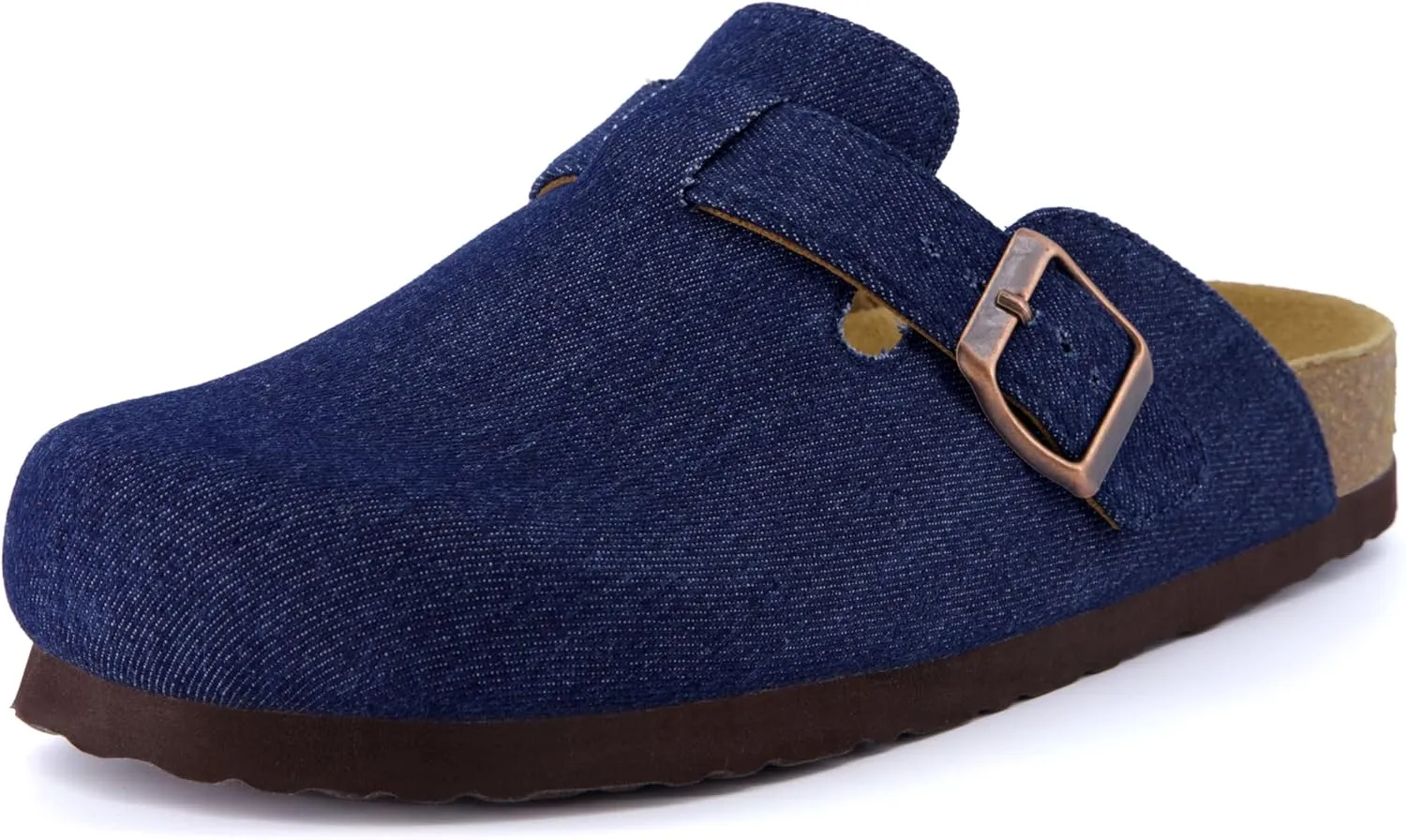 CUSHIONAIRE Hana Slip-On Buckle Clog with Cork Footbed  Memory Foam, Wide Widths Available