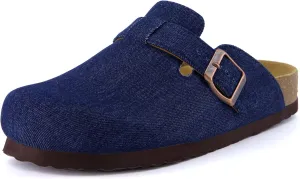 CUSHIONAIRE Hana Slip-On Buckle Clog with Cork Footbed  Memory Foam, Wide Widths Available