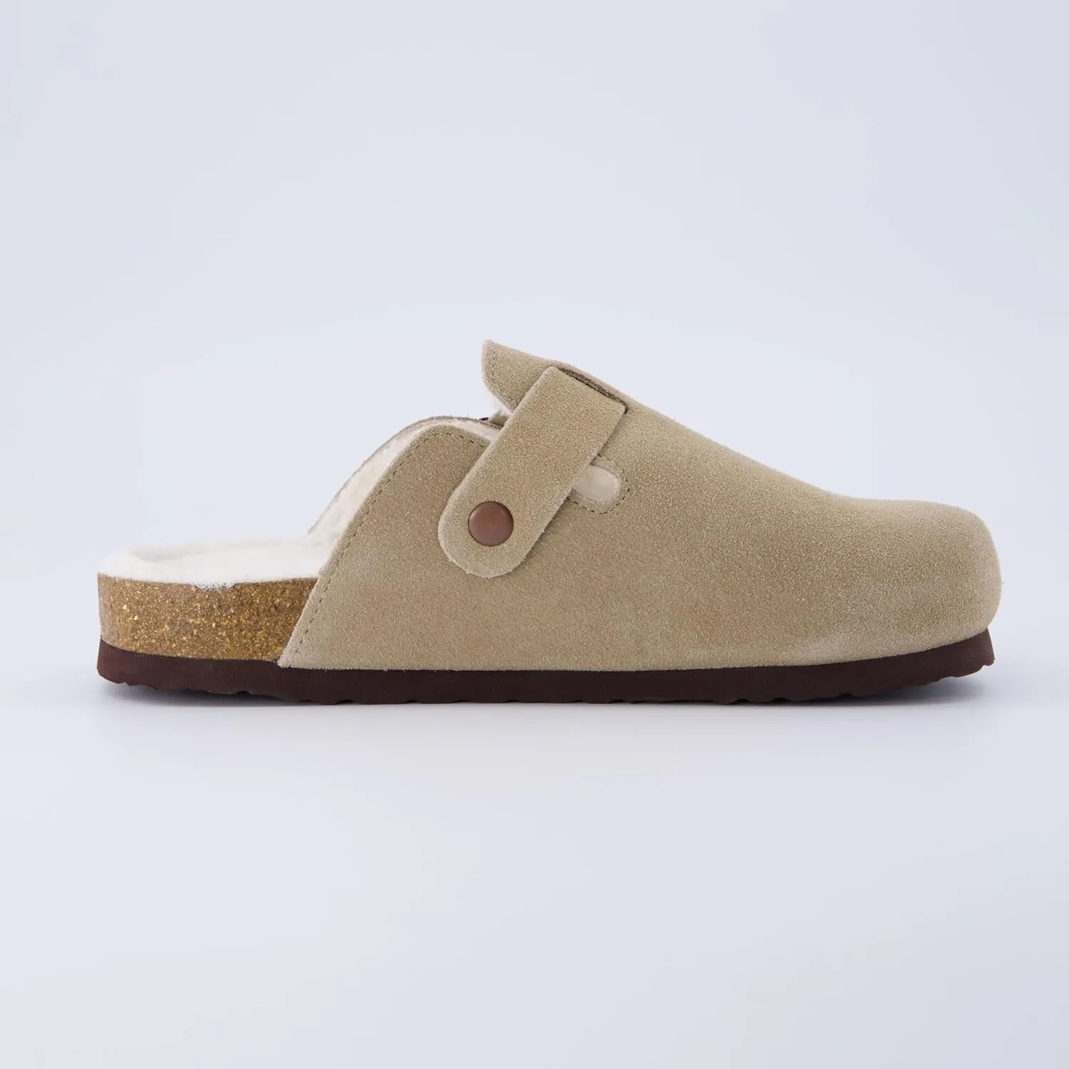 CUSHIONAIRE Women's Hana Cork footbed clog with Genuine Leather upper, Faux Fur lining, and  Comfort