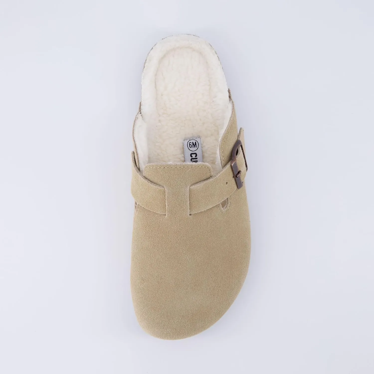 CUSHIONAIRE Women's Hana Cork footbed clog with Genuine Leather upper, Faux Fur lining, and  Comfort
