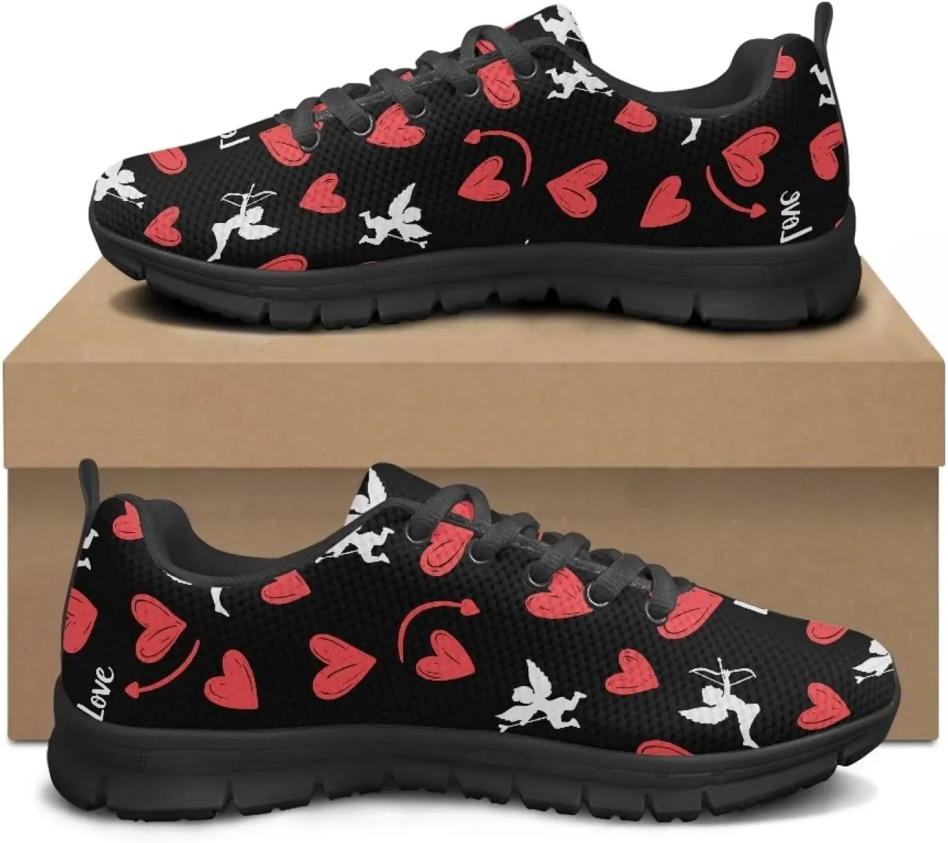 Cushioned Athletic Sneakers Casual Outdoor Shoes Men Lightweight Low Top Lace-Up Hiking Shoes for Workout US 5-14 Black Sole