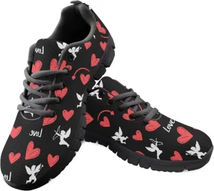 Cushioned Athletic Sneakers Casual Outdoor Shoes Men Lightweight Low Top Lace-Up Hiking Shoes for Workout US 5-14 Black Sole