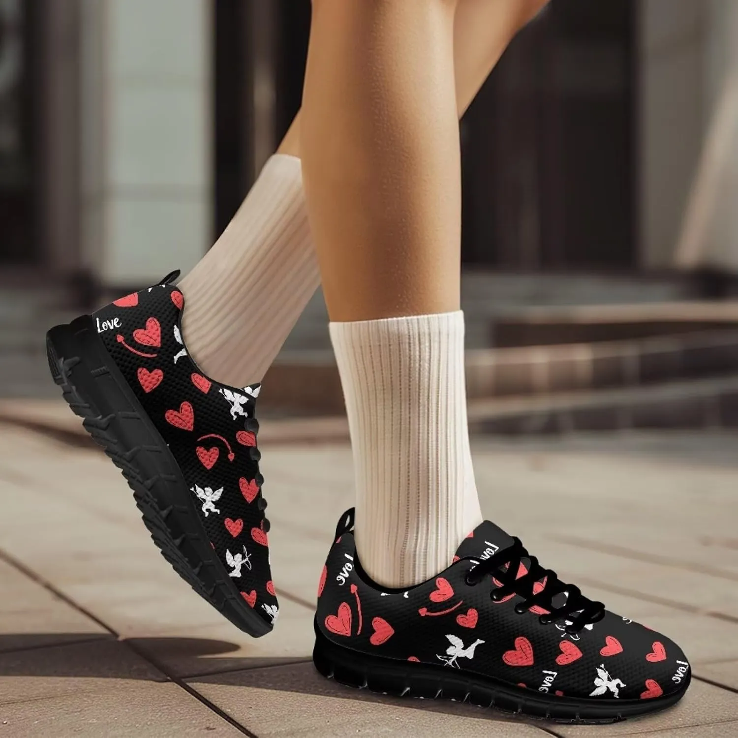 Cushioned Athletic Sneakers Casual Outdoor Shoes Men Lightweight Low Top Lace-Up Hiking Shoes for Workout US 5-14 Black Sole