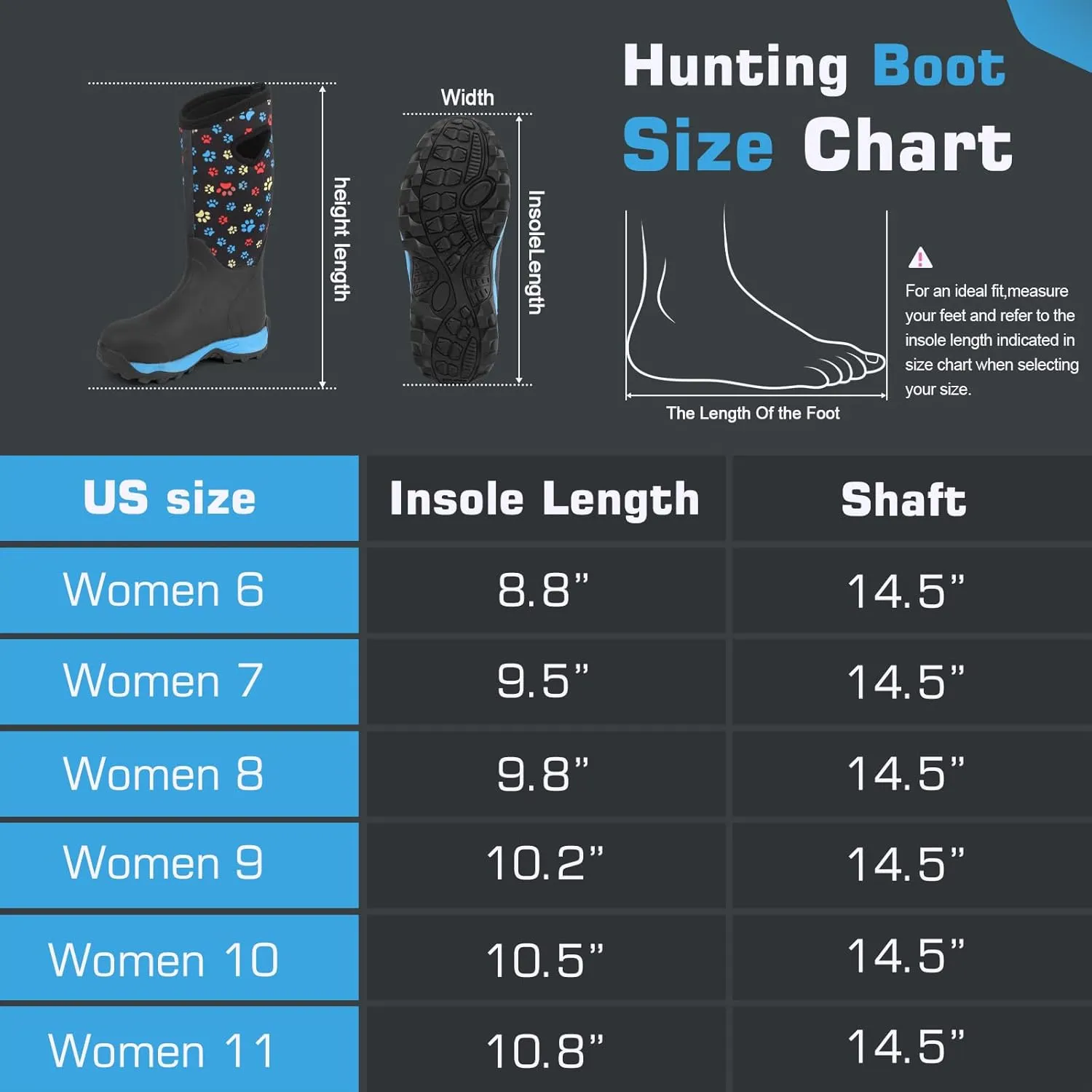 DaeRainy Neoprene Rubber Boots for Women,Waterproof Rainboots with Sturdy Neoprene for Outdoor Working Farming Fishing Hunting Gardening
