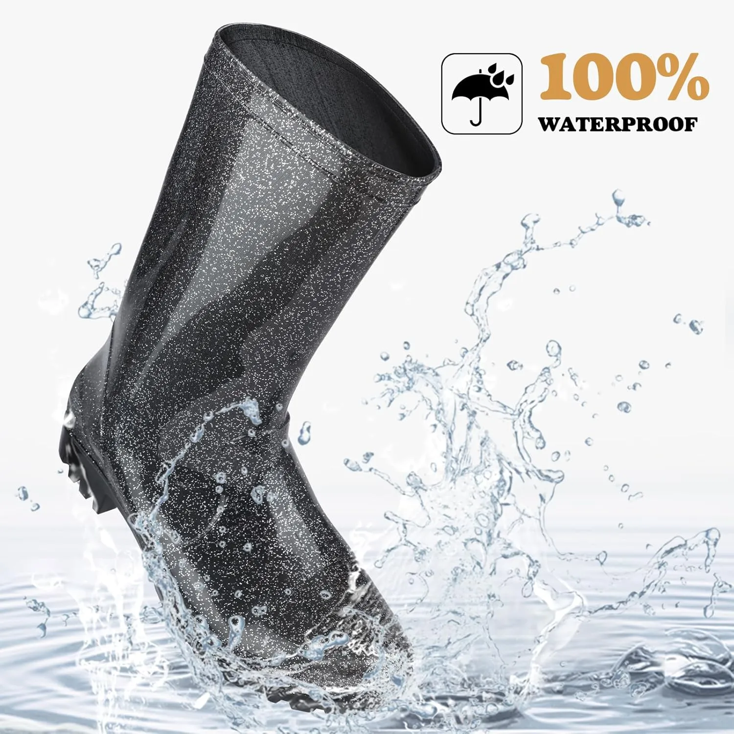 DaeRainy Women's Mid-calf Rain Boots Waterproof Non-slip for Gardens,Fishing,Farm,Outdoor Work Boots