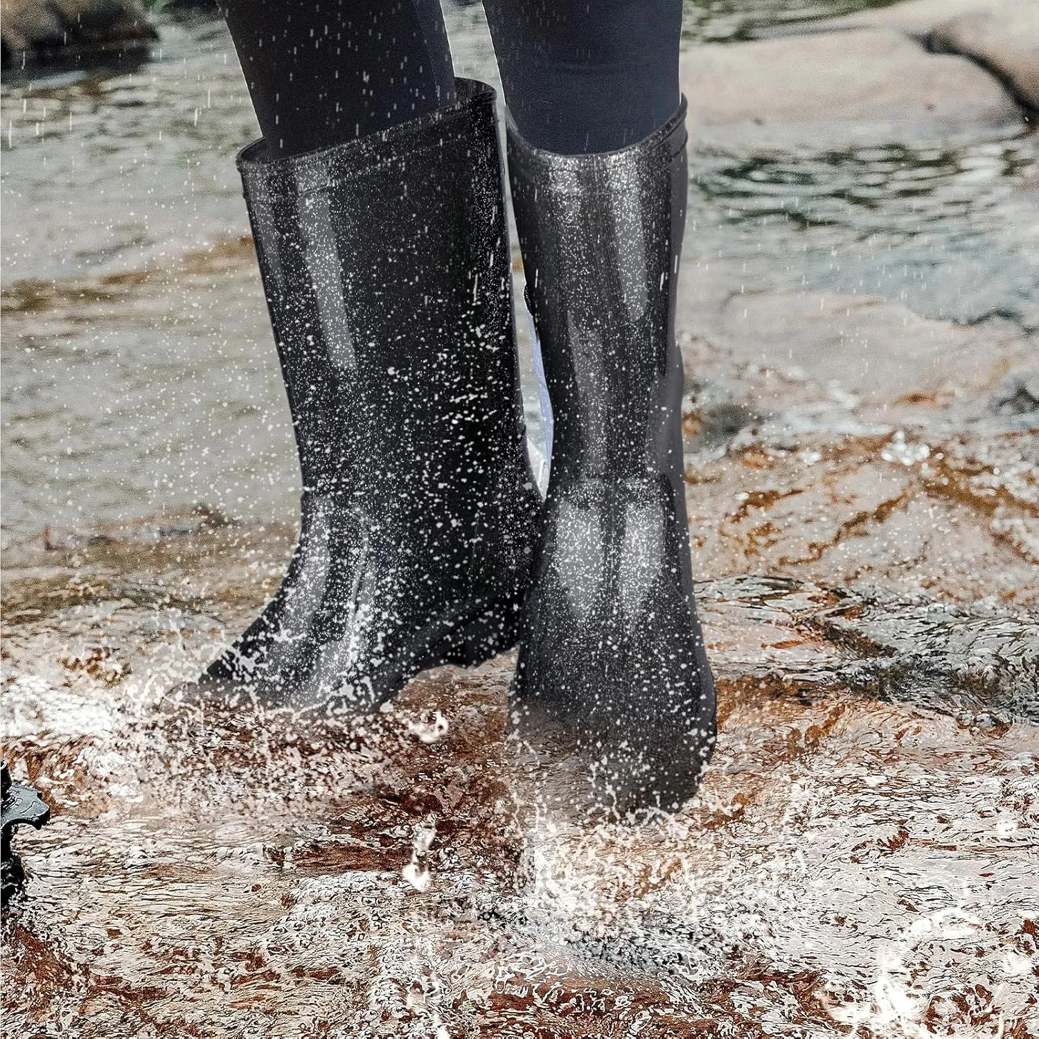 DaeRainy Women's Mid-calf Rain Boots Waterproof Non-slip for Gardens,Fishing,Farm,Outdoor Work Boots