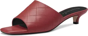 DearOnly Women Low Kitten Heel Peep Open Square Toe Mules Shoes Slip-on Slingback Office Cute 1.4 Inches Heels