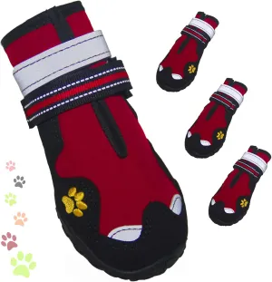 Dog Shoes, FISHOAKY Dog Shoes for Large Dogs, 360°Anti Slip Medium Dog Boots & Paw Protectors Winter Snowy and Summer Hot Pavement, Waterproof 4Pcs Dog Booties with Reflective Strips (Size 3)