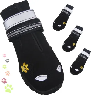 Dog Shoes, FISHOAKY Dog Shoes for Large Dogs, 360°Anti Slip Medium Dog Boots & Paw Protectors Winter Snowy and Summer Hot Pavement, Waterproof 4Pcs Dog Booties with Reflective Strips (Size 7)