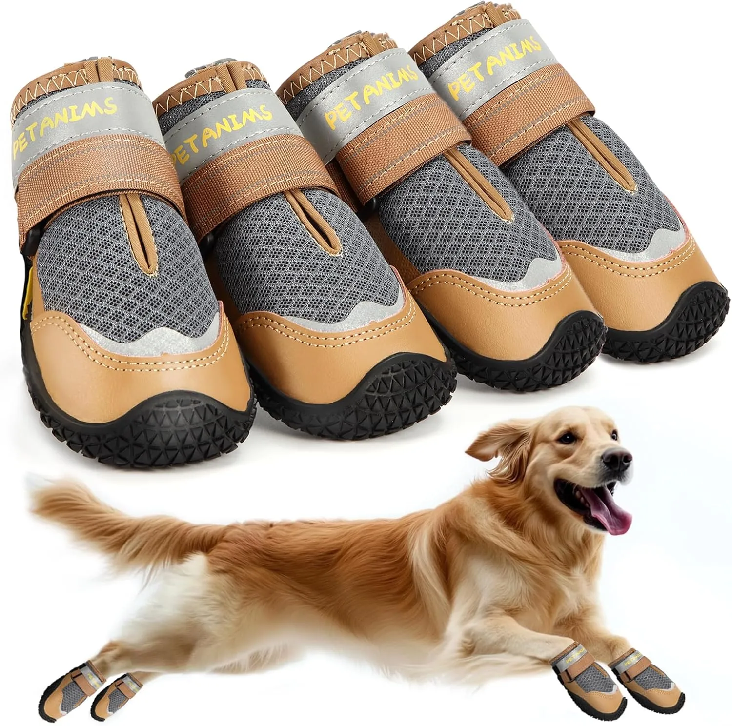Dog Shoes for Large Dogs, Medium Dog Boots & Paw Protectors for Winter Snow, Breathable Dog Booties for Hot Pavement, Hardwood Floors Gray Size 3