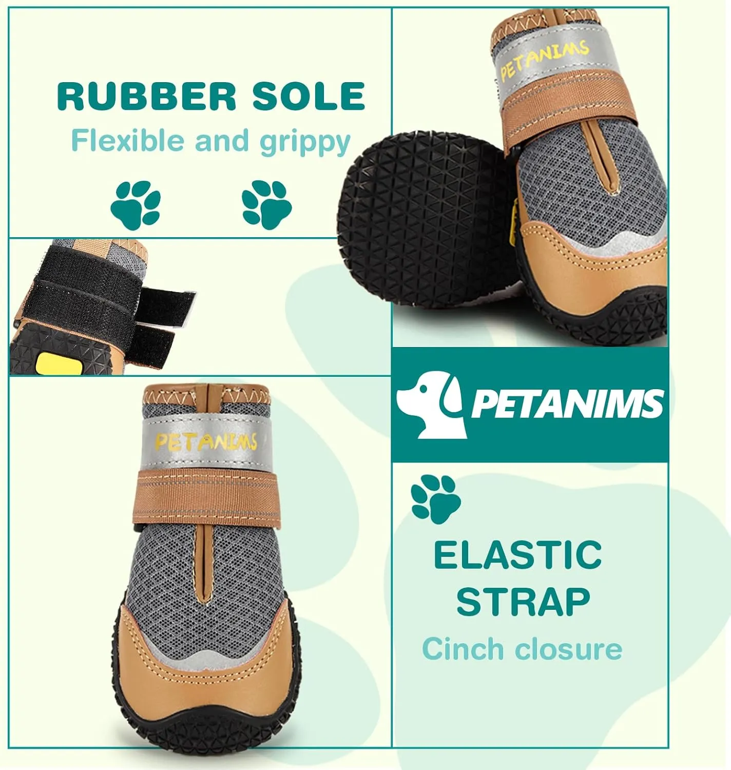 Dog Shoes for Large Dogs, Medium Dog Boots & Paw Protectors for Winter Snow, Breathable Dog Booties for Hot Pavement, Hardwood Floors Gray Size 3