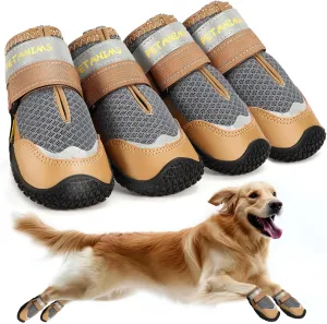 Dog Shoes for Large Dogs, Medium Dog Boots & Paw Protectors for Winter Snow, Breathable Dog Booties for Hot Pavement, Hardwood Floors Gray Size 3