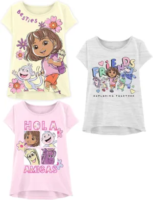 Dora The Explorer T-Shirt Sets - Boots & Friends Kids Birthday Party Graphic Outfit Tee Toddlers Birthday to Girls Clothes