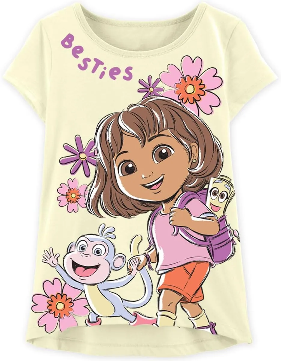 Dora The Explorer T-Shirt Sets - Boots & Friends Kids Birthday Party Graphic Outfit Tee Toddlers Birthday to Girls Clothes