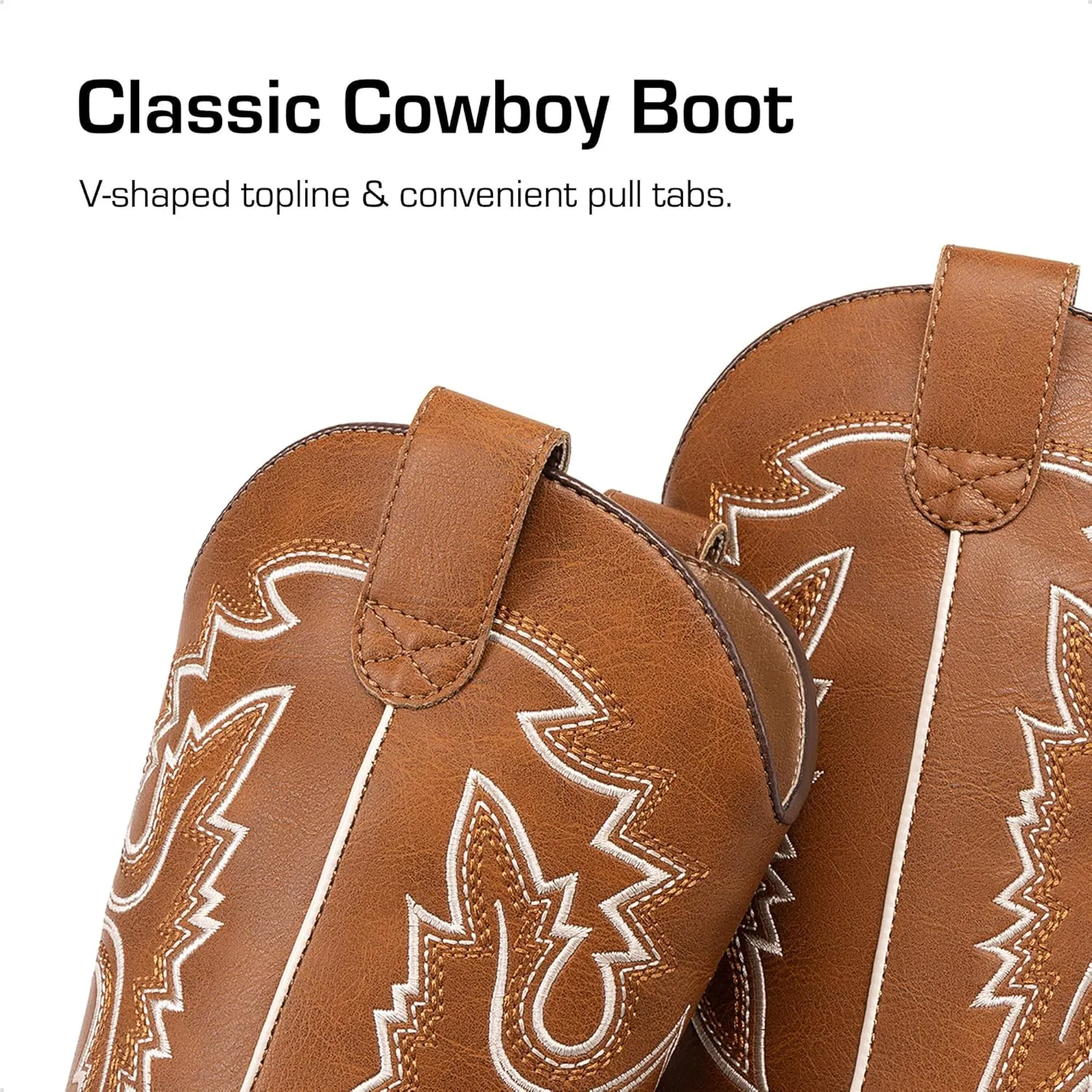 DREAM PAIRS Boys Girls Cowboy Boots Kids Western Square Toe Riding Boots